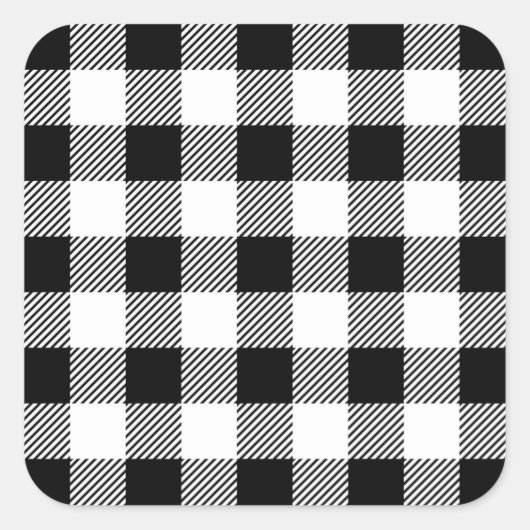 Sticker Carré Noël classique Buffalo chèque plaid motif B&W (Devant)