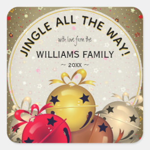 Sticker Carré Noël cloches Snowflakes