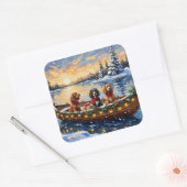 Sticker Carré Noël Cocker Spaniel Bateau Fêtes (Enveloppe)