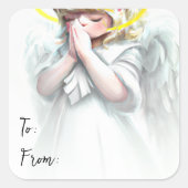 Sticker Carré Noël commence avec Christ Praying Angel (Devant)