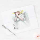 Sticker Carré Noël commence avec Christ Praying Angel (Enveloppe)