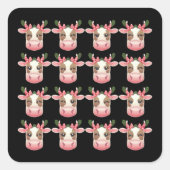 Sticker Carré Noël Coquette vache Highland Ouest Noël (Devant)