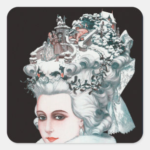 Sticker Carré Noël dans son esprit Mode Vintage