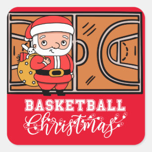 Sticker Carré Noël de basket du Père Noël pour le joueur