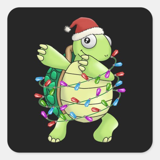 Sticker Carré Noël de Noël de la tortue mouchetée (Devant)