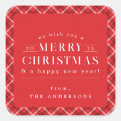 Sticker Carré Noël de Noël de vacances rouges (Devant)