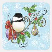 Sticker Carré Noël de poulet d'hiver (Devant)