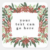 Sticker Carré Noël d'élégance À feuillage persistant enchantée (Devant)