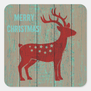 Sticker Carré Noël des cerfs