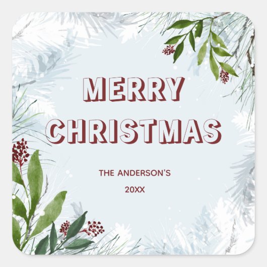 Sticker Carré Noël d'hiver (Devant)