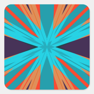 Sticker Carré Noël d'hiver Turquoise orange violet Star Déco