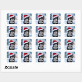Sticker Carré Noël du chat noir et blanc (Feuille)