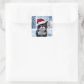 Sticker Carré Noël du chat noir et blanc (Sac)