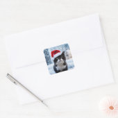 Sticker Carré Noël du chat noir et blanc (Enveloppe)