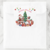 Sticker Carré Noël du Père Noël, Fête des neiges (Sac)