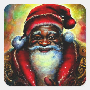 Sticker Carré Noël du Père Noël noir