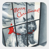 Sticker Carré Noël écossais vintage rétro (Devant)