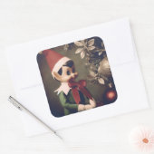 Sticker Carré Noël Elf Cute Holiday (Enveloppe)