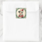 Sticker Carré Noël Elf Cute Vacances Vintages (Sac)