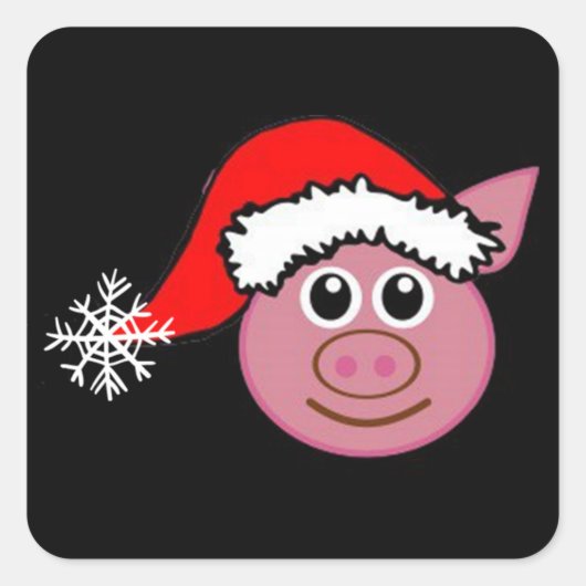 STICKER CARRÉ **NOËL ÉMOJI** BÂTIMENTS AVEC PORC DE NOËL (Devant)