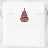 Sticker Carré Noël en juillet Pastèque Arbre de Noël (Sac)