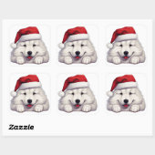 Sticker Carré Noël festif Samoyed (Feuille)