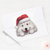 Sticker Carré Noël festif Samoyed (Enveloppe)