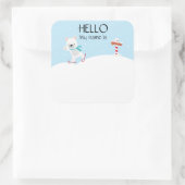 Sticker Carré Noël Fête Nom Balise Ours polaire (Sac)