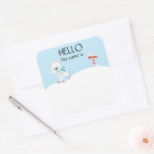 Sticker Carré Noël Fête Nom Balise Ours polaire (Enveloppe)