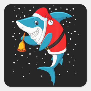 Sticker Carré Noël - Funny Christmas Shark