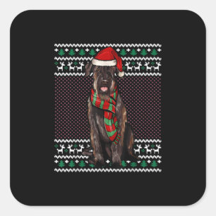 Sticker Carré Noël Géant Schnauzer Chien Santa Hat Noël laid
