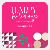 Sticker Carré Noël géométrique moderne rose Bourgogne (Devant)