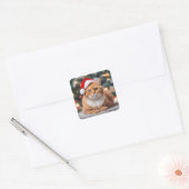 Sticker Carré Noël Ginger British Shorthair (Enveloppe)
