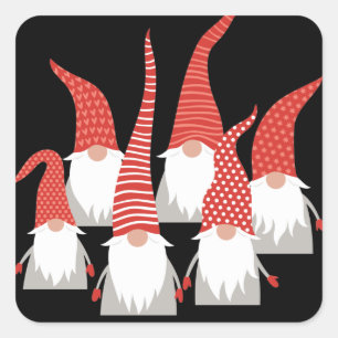 Sticker Carré Noël Gnomes elfes de vacances jote Noël saisonnier