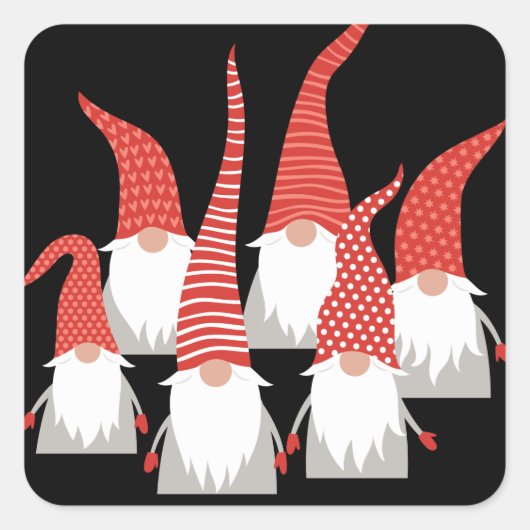 Sticker Carré Noël Gnomes elfes de vacances jote Noël saisonnier (Devant)