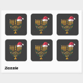 Sticker Carré Noël Hanoukka Juif Père Noël Menorah (Feuille)