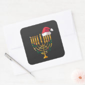 Sticker Carré Noël Hanoukka Juif Père Noël Menorah (Enveloppe)
