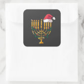 Sticker Carré Noël Hanoukka Juif Père Noël Menorah (Sac)