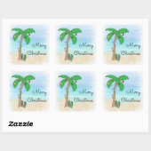 Sticker Carré Noël hawaïen de la plage tropicale (Feuille)