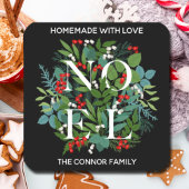 Sticker Carré NOEL Holly Berries Noël maison