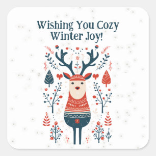 Sticker Carré Noël Hygge Cosy Winter Joie Deer Design