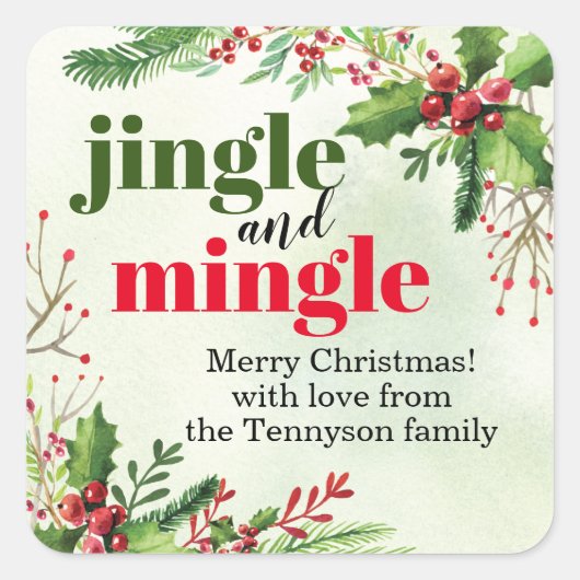 Sticker Carré Noël Jingle et Mingle (Devant)