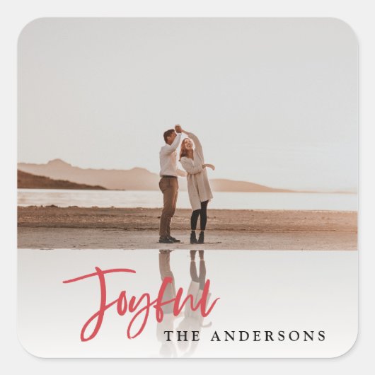 Sticker Carré Noël joyeux de vacances des textes de manuscrit (Devant)