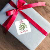 Sticker Carré Noël Joyeux Mistletoe Vacances Feuilles de verdure