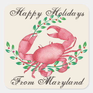 Sticker Carré Noël le plus joyeux du crabe du Maryland