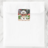 Sticker Carré Noël - Lhassa Apso - Muffie (Sac)