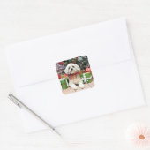 Sticker Carré Noël - Lhassa Apso - Muffie (Enveloppe)