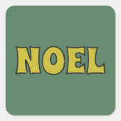 Sticker Carré Noel Lime Green années 1970 (Devant)