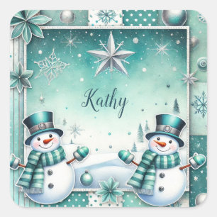 Sticker Carré Noël : Manches de neige en turc