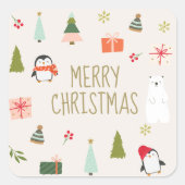 Sticker Carré Noël mignon (Devant)
